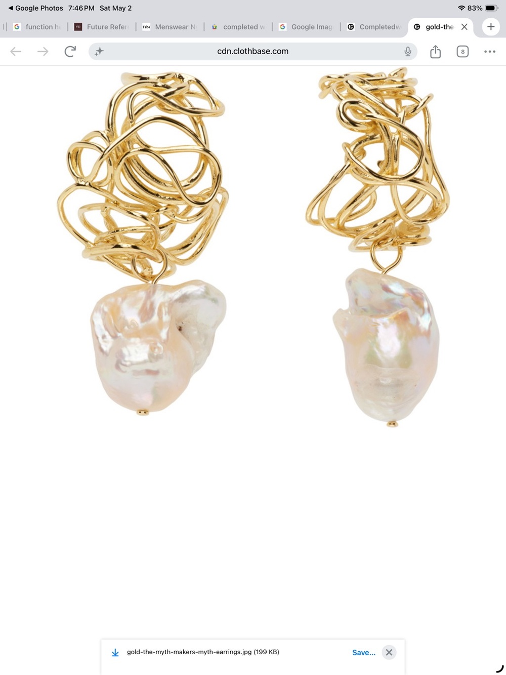 Completedworks Gold earrings with Baroque Pearls ‘ the Myth Makers Myth’ - Picture 2 of 6